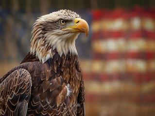 Obraz premium American Bald Eagle with USA Flag for Independence Day