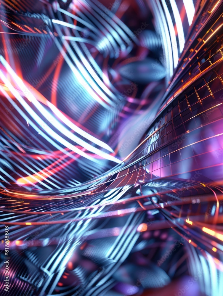 Poster abstract geometric lines background, technological lines background and light effects, 3d rendering