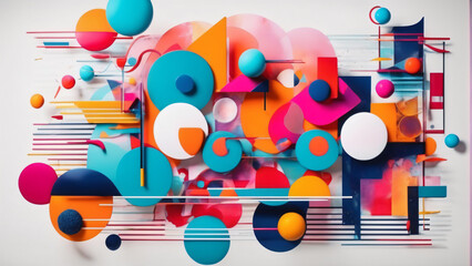 Obraz premium colorful contemporary modern art background with retro shapes. Highly detailed illustration