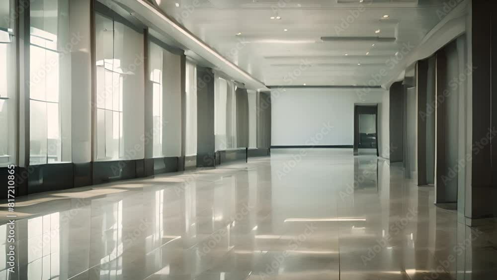 Poster empty hallway in large office building generative ai