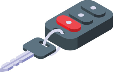 3d isometric illustration of a modern car key with an integrated remote control