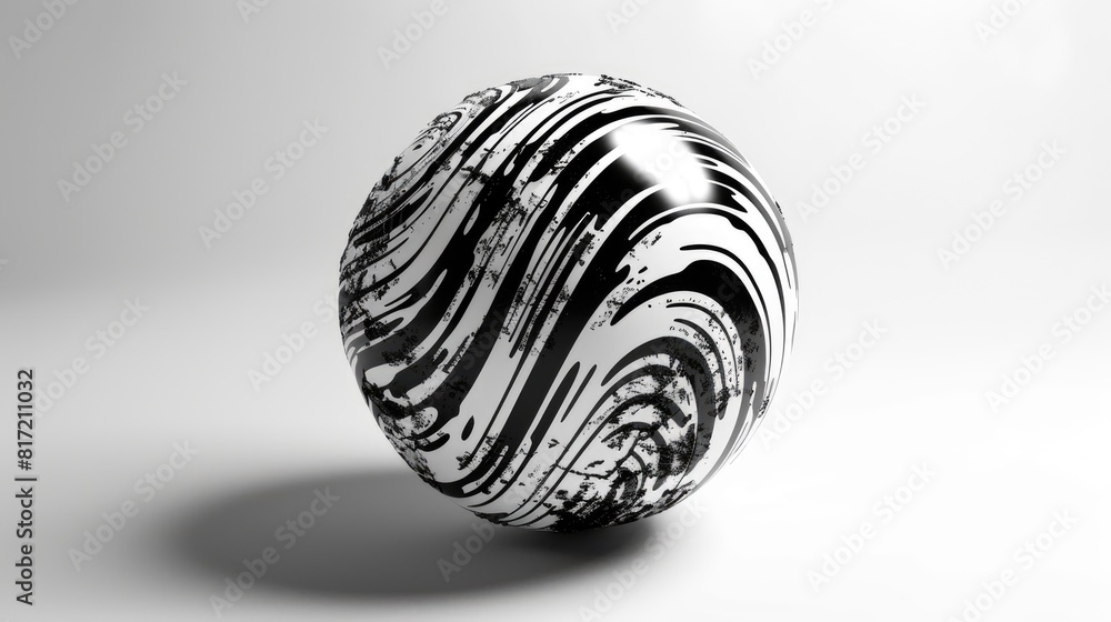 Poster a captivating 3d rendering showcases an abstract black and white piece of art featuring a surreal 3d