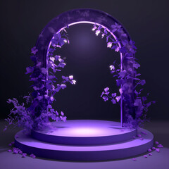  Stunning 3D Display with Purple Podium Product Platform for Eye-Catching Backgrounds