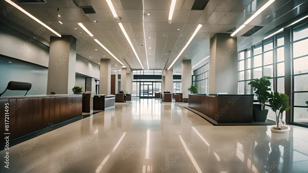 Poster modern office building lobby overview generative ai