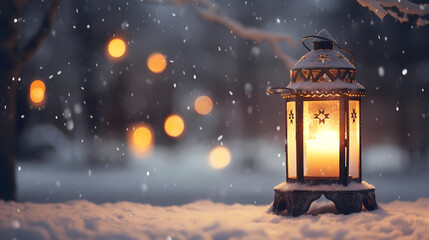 Illumination and snow blurred background