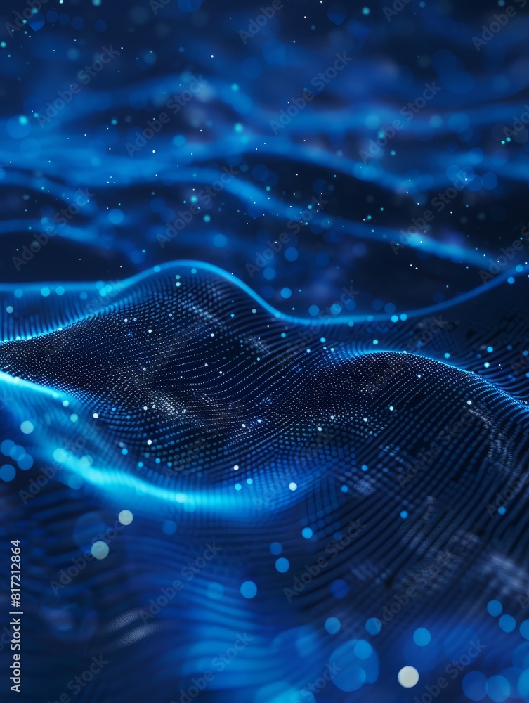 Poster dark blue and glow particle abstract background generative ai