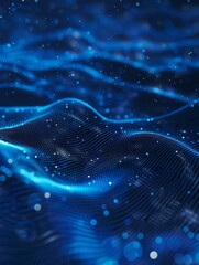 Dark blue and glow particle abstract background generative ai