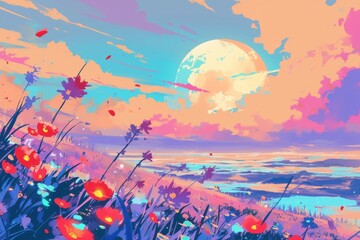 Gentle unfurling of petals in lofi tranquility