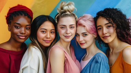 A depiction of six varied women, each embodying diverse ethnicities and cultural heritages