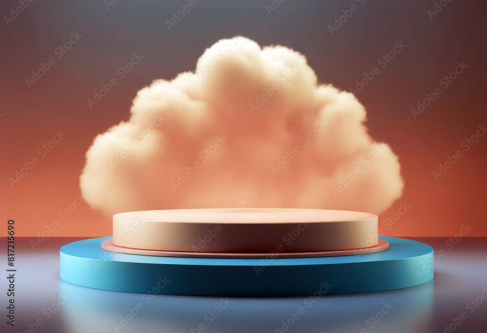 Poster 'violet 3d render minimal pink stage product fluffy platform empty levitates showcase abstract blue 