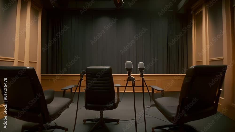 Aufkleber microphone studio setup with chairs generative ai