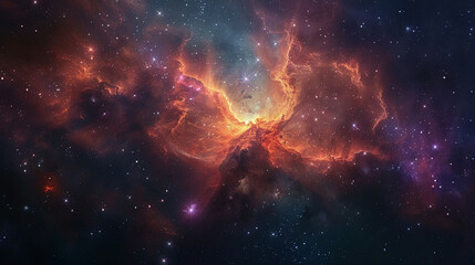 Fototapeta premium Stunning Cosmic Photo of a Nebula's Reflection Capturing the Ethereal Beauty of Space's Mystical Light and Color