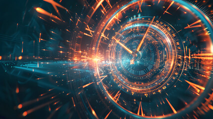 Abstract eternity background with clock