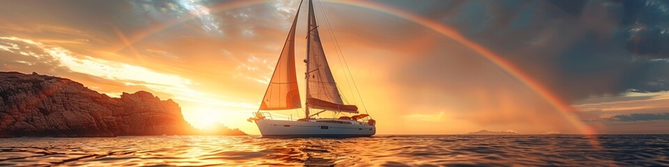 Set sail into the seascape's embrace on a yacht, basking in freedom under sunlight's glow.