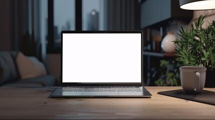 Fototapeta premium Brimming with possibilities, the empty expanse of an open computer beckons designers to unleash their ingenuity upon its pristine surface.