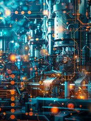 innovation technology industrial background illustration automation robotics, machinery manufacturing, digital software innovation technology industrial background
