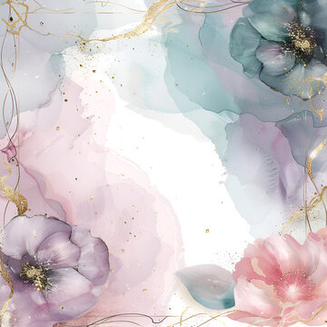 fondo de colores pastel con un recuadro cuadro para dise&ntilde;o o decoraci&oacute;n plantilla para invitaci&oacute;n digital con tonos claros elegancia y efecto acuarela