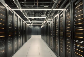 Naklejka premium rows racks centre two Data