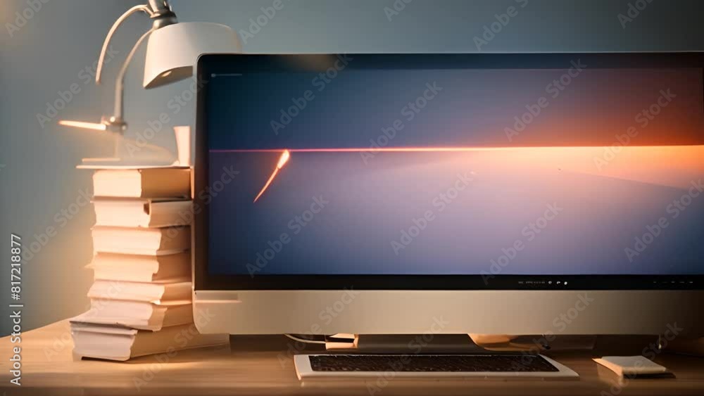 Poster computer screen with book generative ai