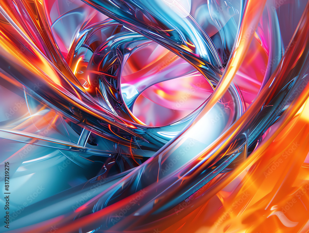 Aufkleber incorporate breakthrough ai concepts into abstract art with a tilted angle perspective render a digi