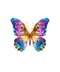 Colorful Butterfly in flight isolated on a transparent background.