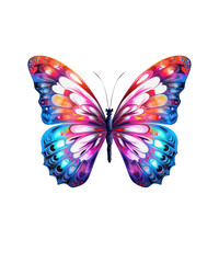 Colorful Butterfly in flight isolated on a transparent background.