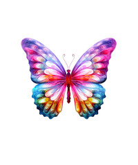 Colorful Butterfly in flight isolated on a transparent background.