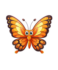 Colorful Butterfly in flight isolated on a transparent background.