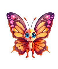Colorful Butterfly in flight isolated on a transparent background.