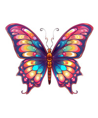 Colorful Butterfly in flight isolated on a transparent background.