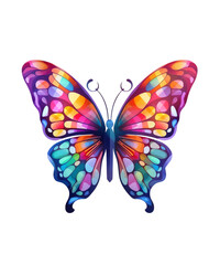 Colorful Butterfly in flight isolated on a transparent background.