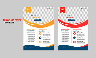 modern and simple travel poster or flyer pamphlet design. space for photo background
