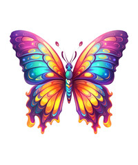 Colorful Butterfly in flight isolated on a transparent background.