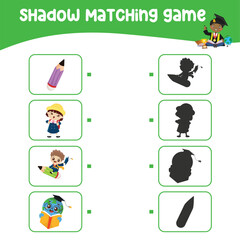 Find the correct shadow. Match the image with the shadow. Worksheet for kid. Educational printable worksheet. 