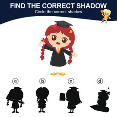Find the correct shadow. Match the image with the shadow. Worksheet for kid. Educational printable worksheet. 