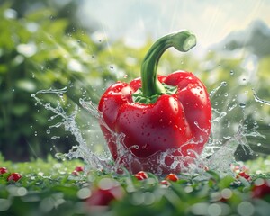 Photo of a fresh red bell pepper