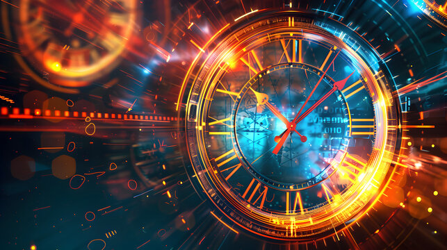 Abstract eternity background with clock