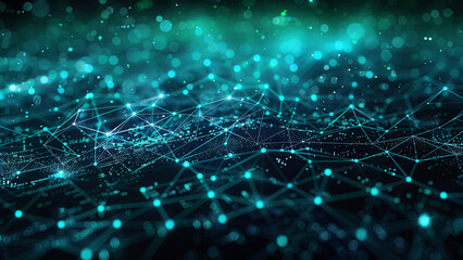 Obraz premium Abstract Visualization of Digital Network with Glowing Connections Representing Data Flow and Connectivity