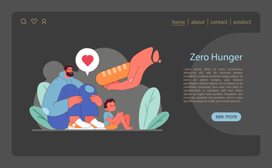 Nurturing a hunger-free world. A father and child depicted with symbols of love and sustenance.