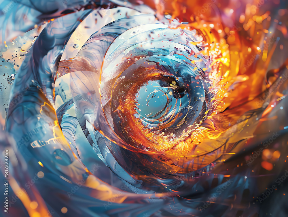 Poster incorporate breakthrough ai concepts into abstract art with a tilted angle perspective render a digi