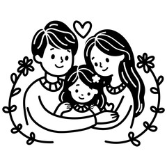 Family Tree and Portrait for Mother, Father, Son, and Daughter