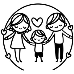 Family Tree and Portrait for Mother, Father, Son, and Daughter