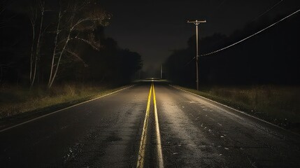 country road at night, feels endless and lonely