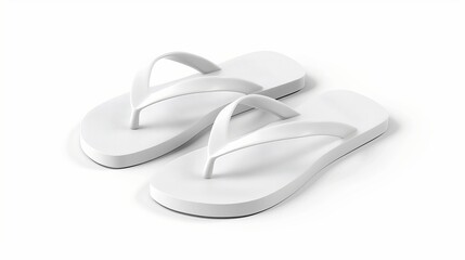 Realistic 3D vector illustration of white blank flip flop set, suitable for advertisement, logo print, and mockup purposes.