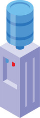 Isometric 3d vector illustration of a modern blue electric water cooler dispenser for office or home kitchen. Isolated graphic design object