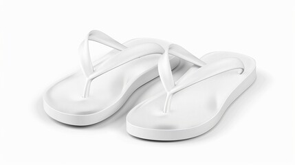 Realistic 3D vector illustration of white blank flip flop set, suitable for advertisement, logo print, and mockup purposes.