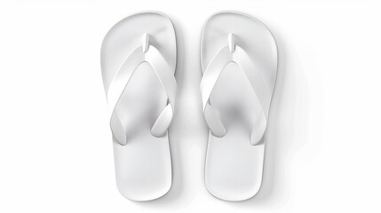 Realistic 3D vector illustration of white blank flip flop set, suitable for advertisement, logo print, and mockup purposes.