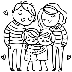 Family Tree and Portrait for Mother, Father, Son, and Daughter