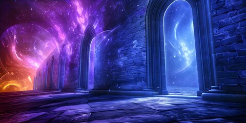 Numerous doors in surreal realm offer diverse paths to endless adventures. Concept Adventure, Surreal, Doors, Paths, Diverse