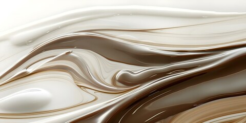 Chocolate Smear on White Background Resembling Sauce Pattern. Concept Food Photography, Chocolate Art, Abstract Backgrounds, Culinary Creativity